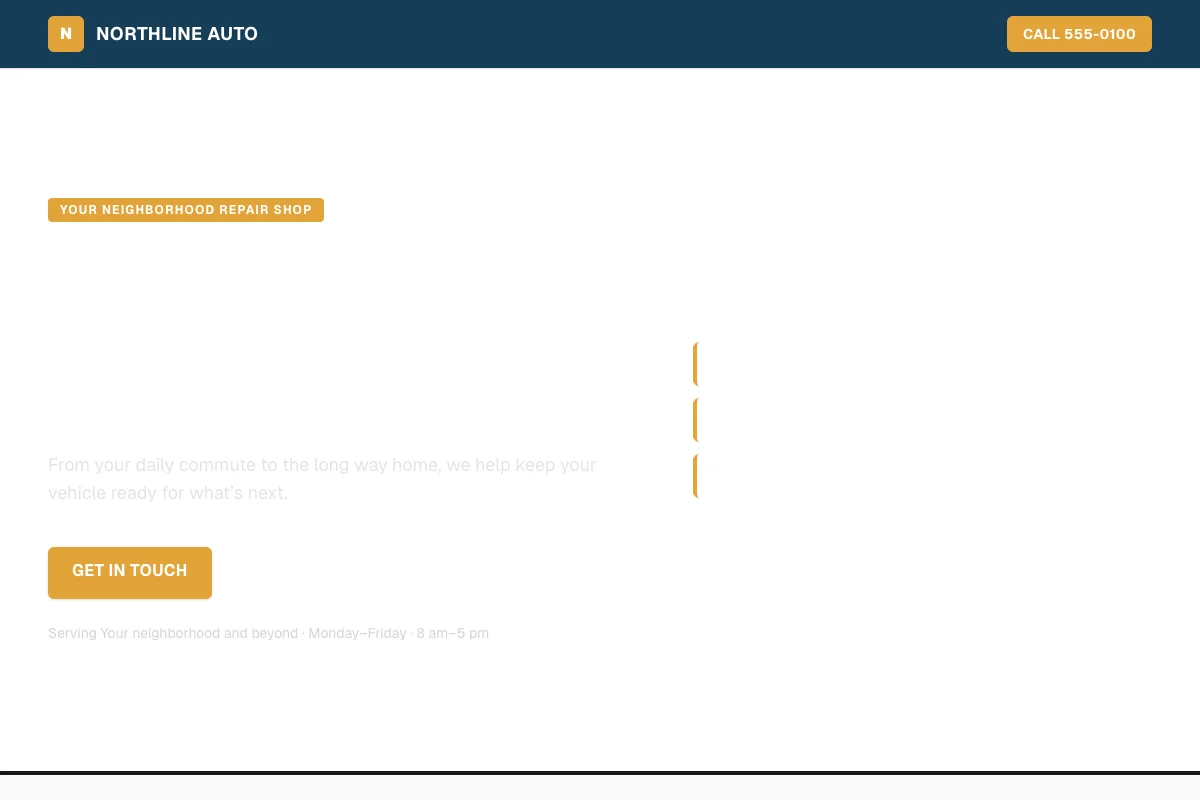 Auto Repair & Trades website design